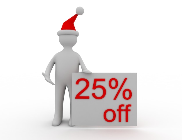 Concept de vente de Noël 3D 25% de réduction