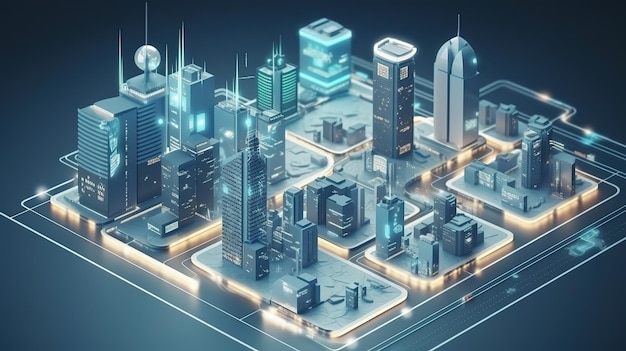Concept de ville intelligente et de télécommunication Generative Ai