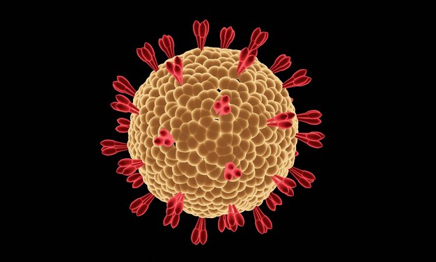 Concept de virus Covid-19 nCoV Bactérie abstraite ou cellule de virus en forme sphérique avec de longues antennes Virus corona de Wahan Chine concept de crise Concept de pandémie ou d'infection par virus Rendering 3D