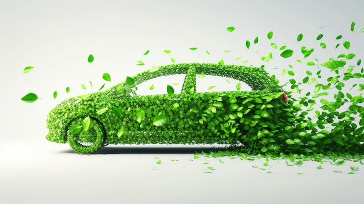 Photo un concept de voiture à énergie verte écologique recouverte de feuilles