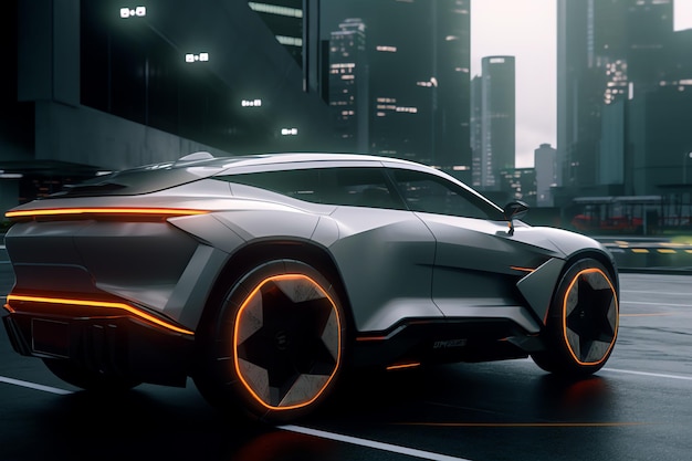 Concept de voiture futuriste IA générative