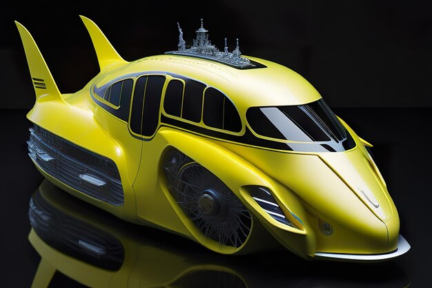 Concept de voiture rétro-futuriste super moderne avec des accents néons IA générative