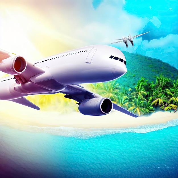 Concept de voyage en avion vers une destination exotique