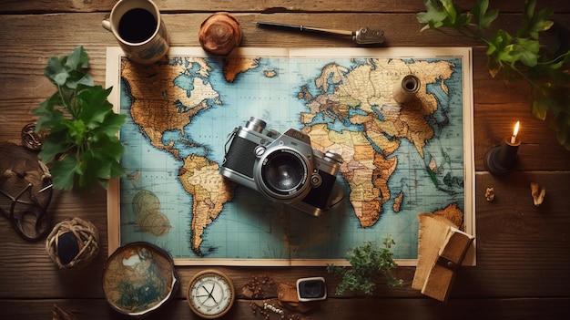 Photo concept de voyage sur la carte du monde