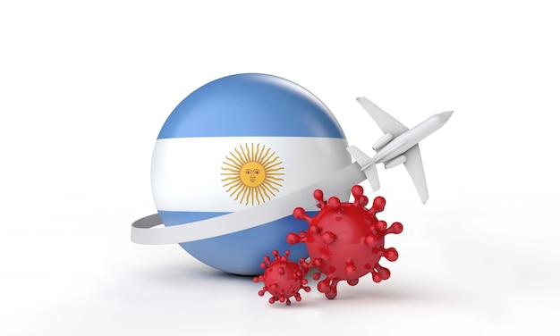 Concept de voyage d'éclosion de cononavirus en Argentine Rendu 3D