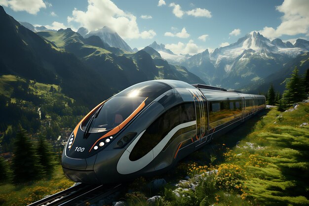 concept de voyage de passagers de train à grande vitesse moderne livraison de fret générée par l'IA