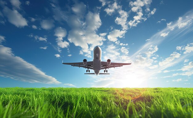 Photo concept de voyage respectueux de l'environnement feuillage vert forme des avions et paysage urbain illustrant la nature