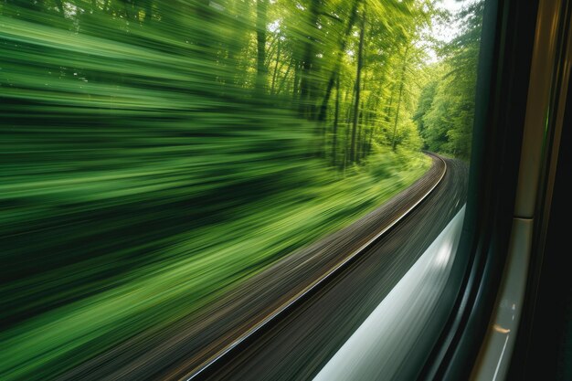 Photo le concept de voyage et de transport par chemin de fer l'idylle du voyage l'atmosphère des gares la passion des trains la vue étonnante et le paysage des fenêtres du train