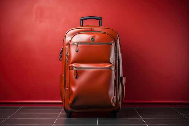 Le concept de voyage de la valise rouge