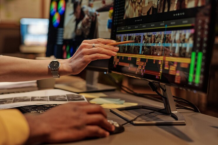 Photo concepteurs travaillant avec le montage en équipe