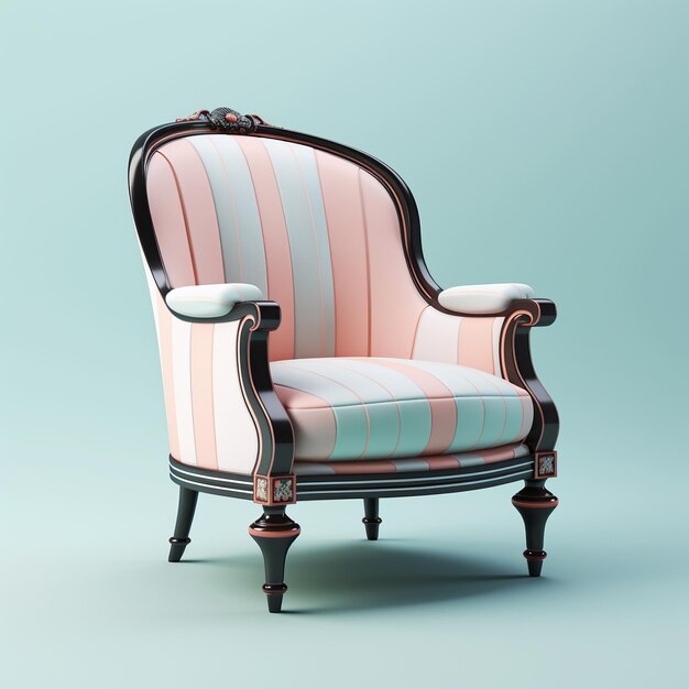 Conception 3D d'une chaise classique avec un fond pastel AI Generative