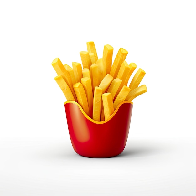 Conception 3D de frites sur fond blanc