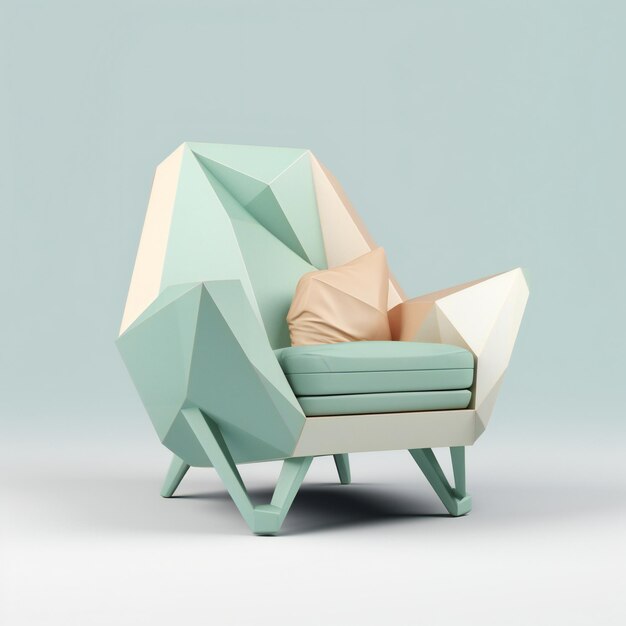 Conception 3D Low Poly du fauteuil