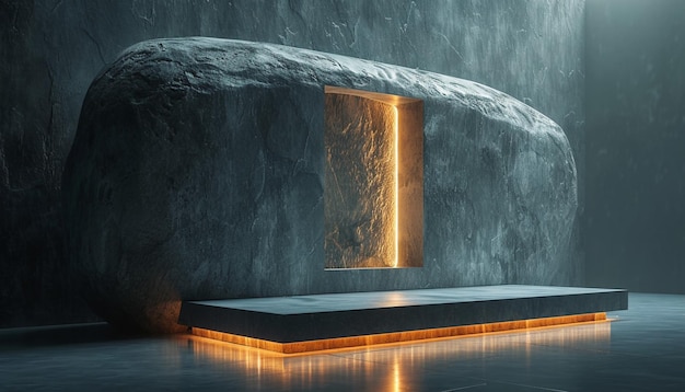 une conception 3D minimaliste d'un sépulcre en pierre