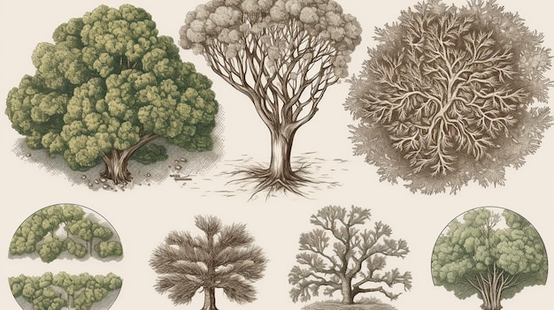 Conception abstraite de dessins d'arbres