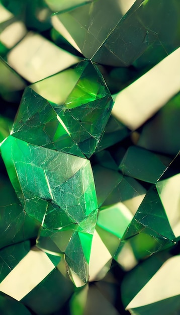Conception abstraite de luxe géométrique en cristal vert et roche AI générative
