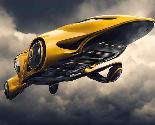 Conception abstraite de voiture volante de luxe futuriste inexistante