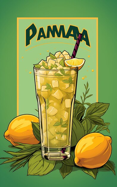 Conception de l'affiche de boisson Aam Panna avec des mangues crues et des feuilles de menthe Menu d'affiche du festival Cool India