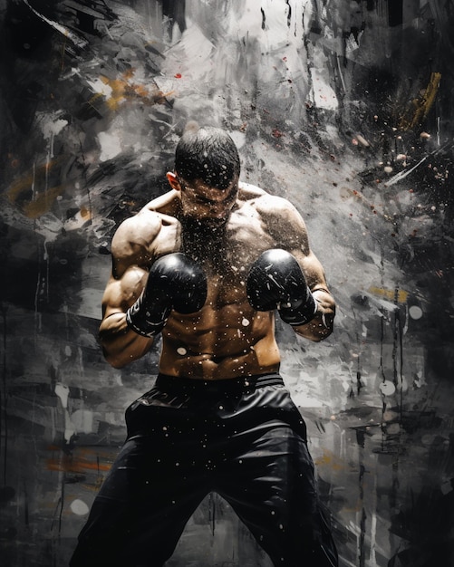 Conception d'affiche de combattant de boxe