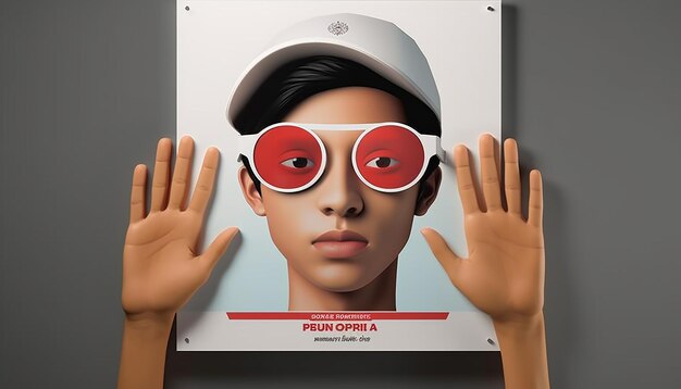 Photo conception d'une affiche minimal 3d youth pledge sumpah pemuda