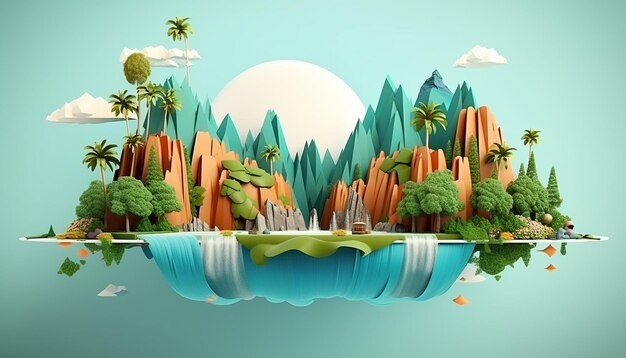 Conception d'une affiche minimale en 3D pour la Journée mondiale du tourisme