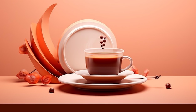 Conception d'affiche minimale de la Journée internationale du café en 3D