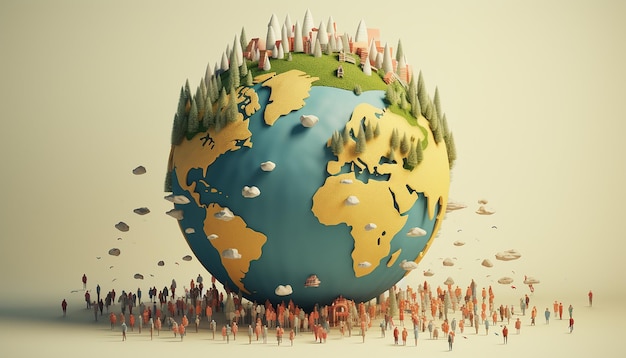 Conception d'affiche minimale de la journée mondiale de la population en 3D