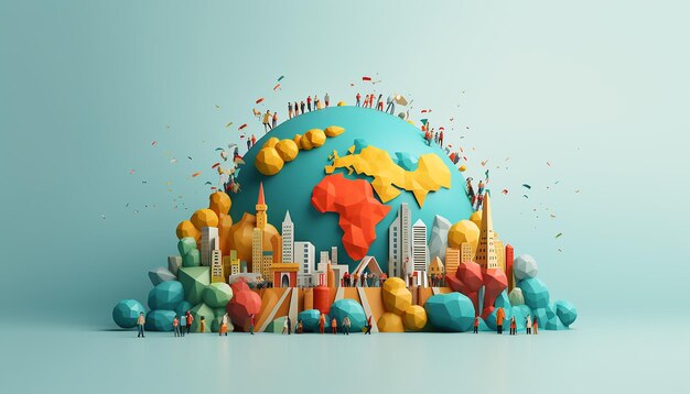 Conception d'affiche minimale de la journée mondiale de la population en 3D