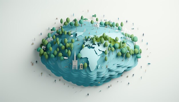 Conception d'affiche minimale de la journée mondiale de la population en 3D
