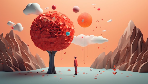 Conception d'affiche minimale de la journée mondiale de la santé mentale en 3D