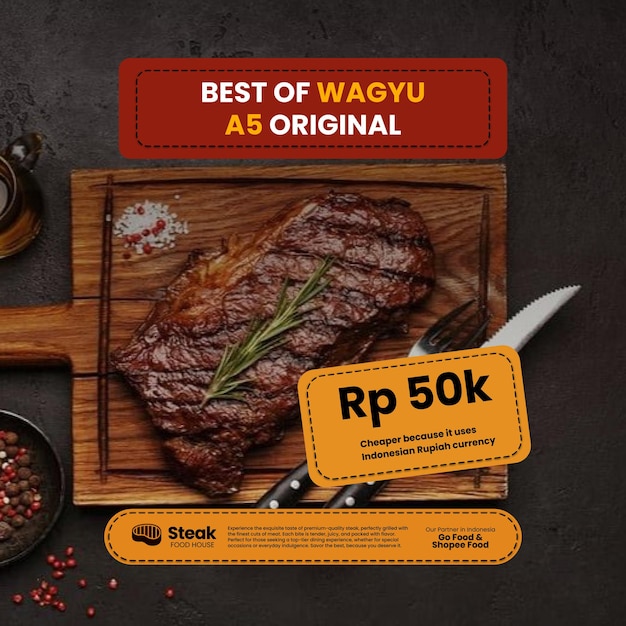 Conception d'une affiche sur le steak haut de gamme