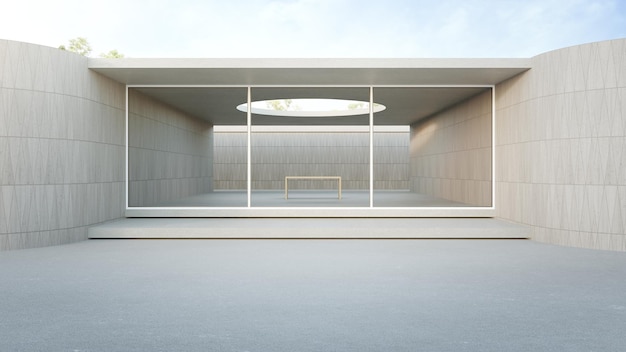 Conception d'architecture minimale Rendu 3D d'un bâtiment moderne.