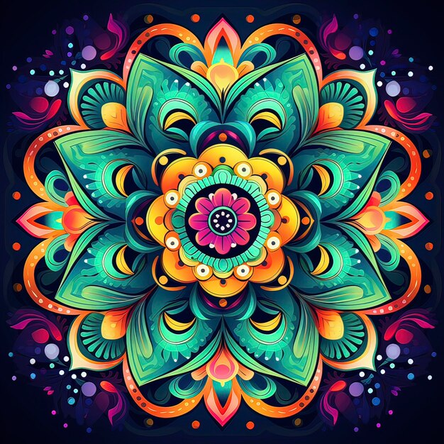 Une conception d'arrière-plan à motif de mandala floral coloré