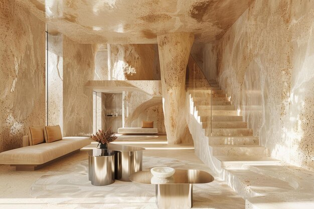 Photo la conception artistique et esthétique d'une luxueuse villa en calcaire