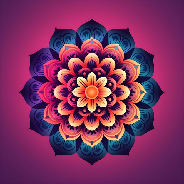 Conception artistique de mandala au néon avec dégradé coloré