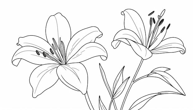 Conception artistique simple et minimale de la ligne de fleurs de lilas pour le livre à colorier