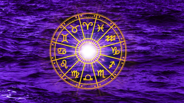 Photo conception de l'astrologie et de l'horoscope personne à l'intérieur d'une roue de signe du zodiaque signes astrologiques du zodiac à l'extérieur du cercle de l'horoscope astrologie connaissance des étoiles dans le ciel pouvoir de l'univers concept