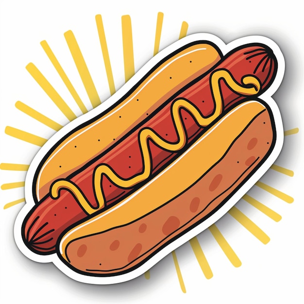 Conception d'un autocollant pour hot-dog de dessin animé
