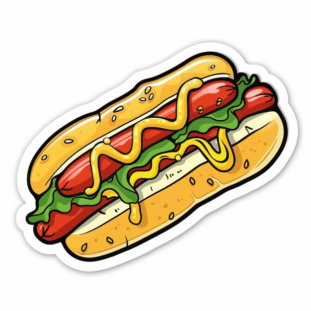 Conception d'un autocollant pour hot-dog de dessin animé