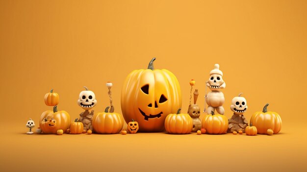 Photo conception de bannière de citrouille d'halloween