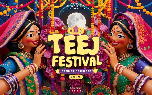 La conception de la bannière du festival indien de teej
