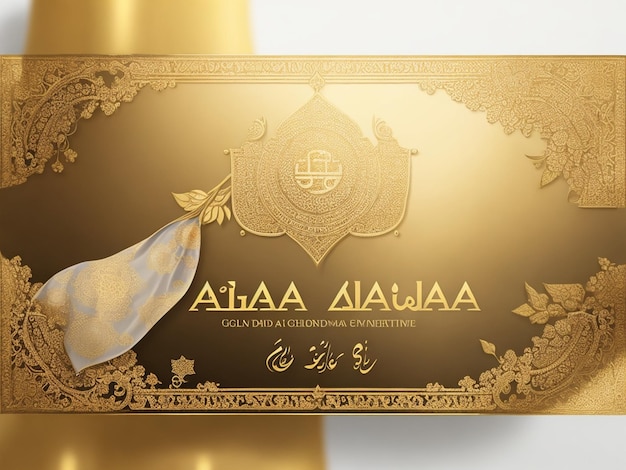 Photo conception de la bannière d'or traditionnelle du festival de l'aïd al-adha