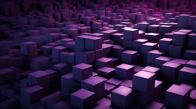 Conception de bannière de technologie contemporaine de cubes violets alignés avec précision