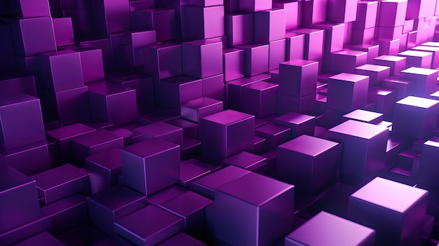 Conception de bannière de technologie contemporaine de cubes violets alignés avec précision