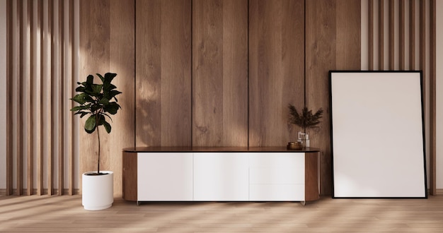 Conception en bois de l'armoire sur le rendu 3D de style moderne intérieur de la chambre blanche
