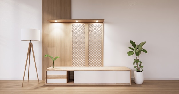 Conception en bois du cabinet sur le style moderne intérieur de la salle blanche