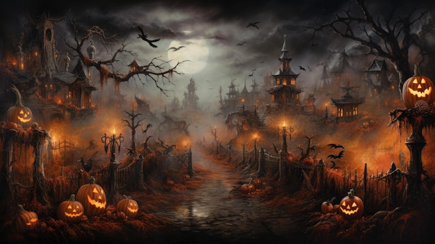 Conception d'une bordure pour une fête d'Halloween ornée d'éléments effrayants et ludiques