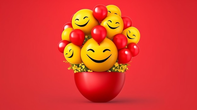 Conception de bouquet de smiley d'anniversaire AI générative