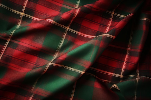 Conception à carreaux tartan de Noël Fond saisonnier avec texture à carreaux Illustration générative de l'IA