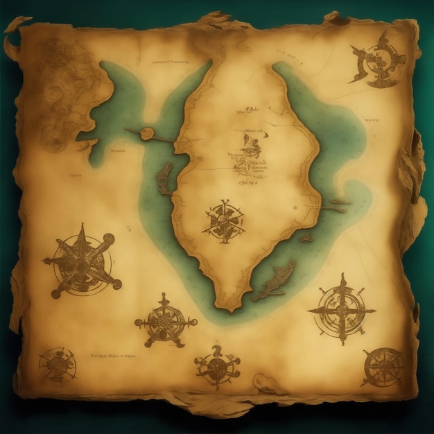 Photo conception de la carte du trésor pirate